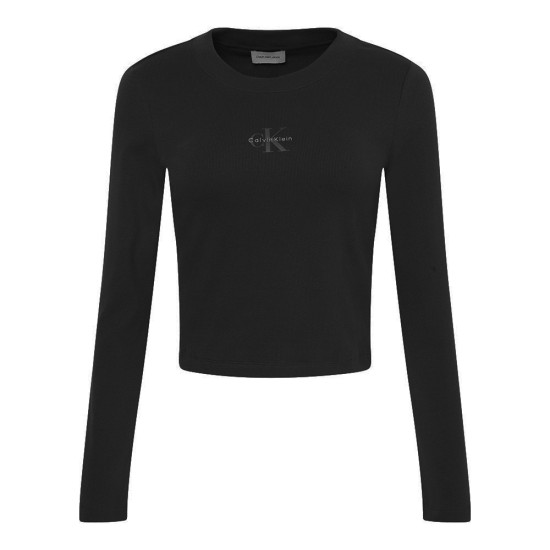 Calvin Klein Γυναικεία μακρυμάνικη μπλούζα Graphic Cropped Crew Neck T-Shirt